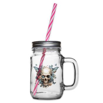 Butterflies and Skulls - Glass jar with handle and screw cap - clear - Right