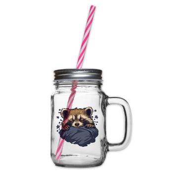 Träumender Waschbär - Henkelglas mit Schraubdeckel - Klar - Rechts