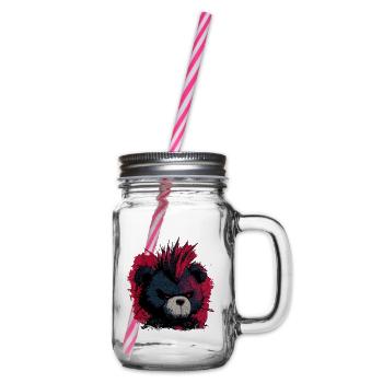 Niedlicher Punk Teddybär - Henkelglas mit Schraubdeckel - Klar - Rechts