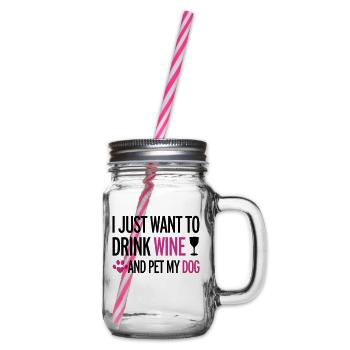 Wine - Glass jar with handle and screw cap - clear - Right