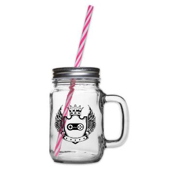 Gamepad Coat of Arms Gamer - Glass jar with handle and screw cap - clear - Right