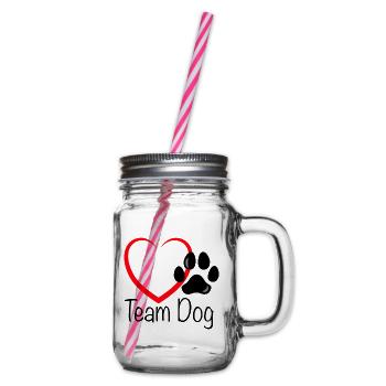 Team Dog Herz - Henkelglas mit Schraubdeckel - Klar - Rechts