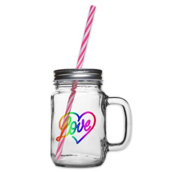Love LOVE love Heart Rainbow - Glass jar with handle and screw cap - clear - Right