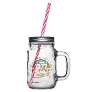 Retro November - November 1977 Geburtstagsgeschenk - Henkelglas mit Schraubdeckel - Klar - Rechts