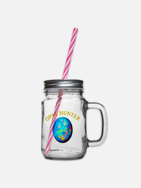 Opal Hunter: Bunter Eierdruck - Henkelglas mit Schraubdeckel - Klar