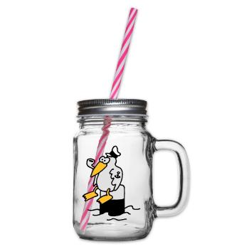 moewe_am_hafen_3c - Glass jar with handle and screw cap - clear - Right