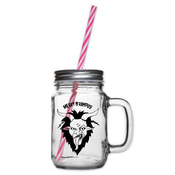 Merry Krampus 1farbig - Henkelglas mit Schraubdeckel - Klar - Rechts