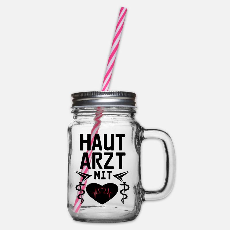 Hautarzt mit Herz Geschenk - Henkelglas mit Schraubdeckel - Klar