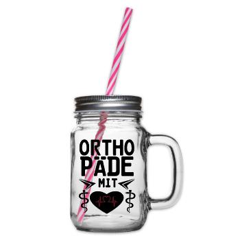 Orthopäde mit Herz Geschenk - Henkelglas mit Schraubdeckel - Klar - Rechts