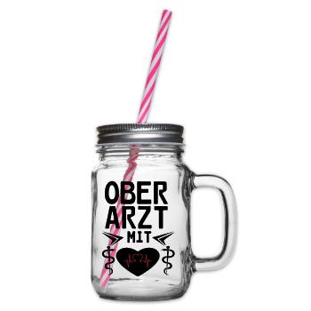Oberarzt mit Herz Geschenk - Henkelglas mit Schraubdeckel - Klar - Rechts