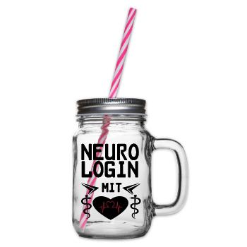 Neurologin mit Herz Geschenk - Henkelglas mit Schraubdeckel - Klar - Rechts