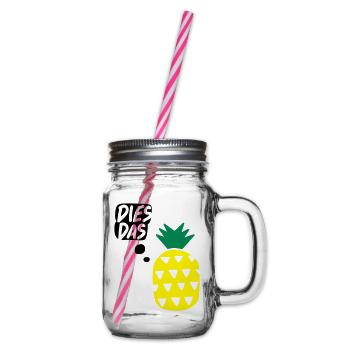 Dies, das, Ananas! Tasse - Henkelglas mit Schraubdeckel - Klar - Rechts