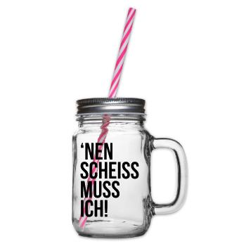 einen scheiss muss ich Spruch Sprüche Statement - Henkelglas mit Schraubdeckel - Klar - Rechts