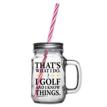 Ich spiele Golf - Henkelglas mit Schraubdeckel - Klar - Rechts
