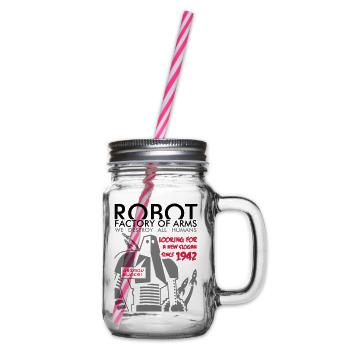 robot2_3c - Glass jar with handle and screw cap - clear - Right