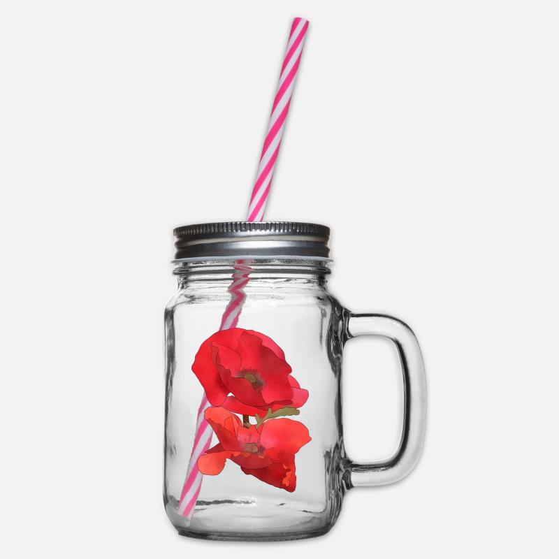 Mohn - Henkelglas mit Schraubdeckel - Klar