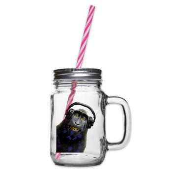 Shirt Monkey Music by CustomStyle - Glass jar with handle and screw cap - clear - Right