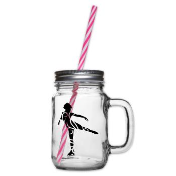Ice Skating female eu - Glass jar with handle and screw cap - clear - Right