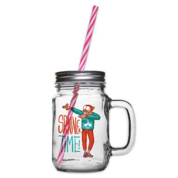 Spinner boy with cap makes the dub move - Glass jar with handle and screw cap - clear - Right