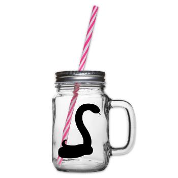 silhouette shadow snake face head gecko egg - Glass jar with handle and screw cap - clear - Right