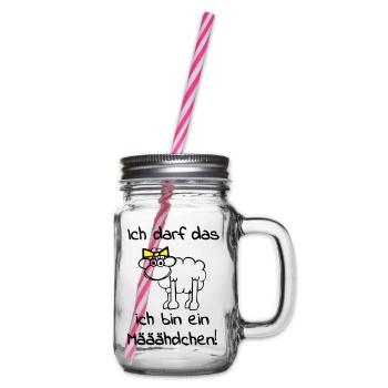 Ein Schaf - Mädchen - Henkelglas mit Schraubdeckel - Klar - Rechts