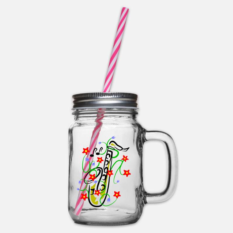 Saxophon Design - Henkelglas mit Schraubdeckel - Klar