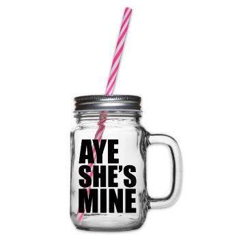 Aye She's Mine - Glass jar with handle and screw cap - clear - Right