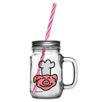 Pig Chef Head - Henkelglas mit Schraubdeckel - Klar - Rechts