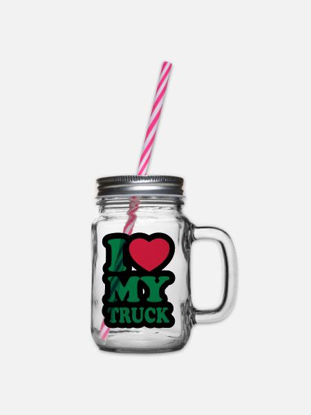 I love my truck - Ich liebe meinen LKW - Henkelglas mit Schraubdeckel - Klar