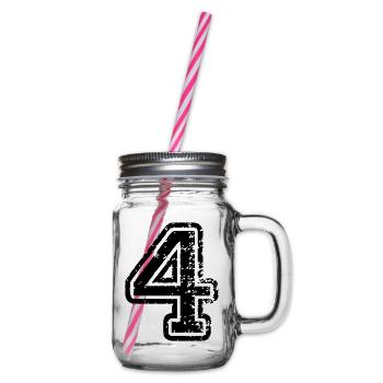 4 - Nummer - Henkelglas mit Schraubdeckel - Klar - Rechts