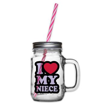 I love my niece - Glass jar with handle and screw cap - clear - Right