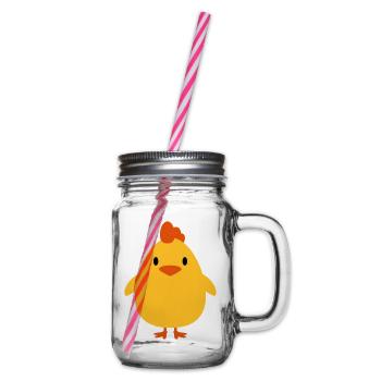 Sweet little cock chicks - Glass jar with handle and screw cap - clear - Right