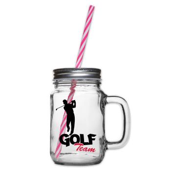 golfer_team2 - Henkelglas mit Schraubdeckel - Klar - Rechts