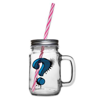 A question mark graffiti - Glass jar with handle and screw cap - clear - Right