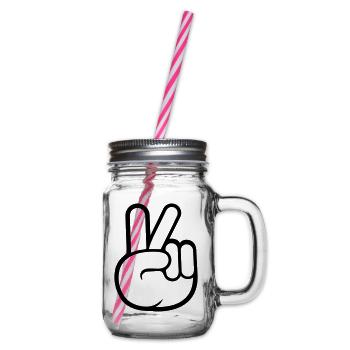 Peace Zeichen Hand Frieden Cool - Henkelglas mit Schraubdeckel - Klar - Rechts