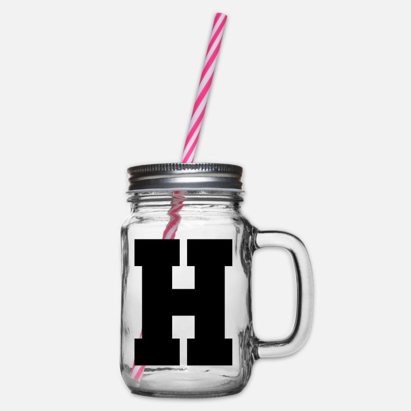 H - majuscule simple, gras et serif - Bocal à boisson - transparent