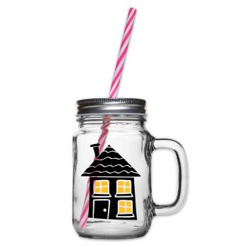 nacht licht fenster dunkel schwarz süßes kleines h - Henkelglas mit Schraubdeckel - Klar - Rechts