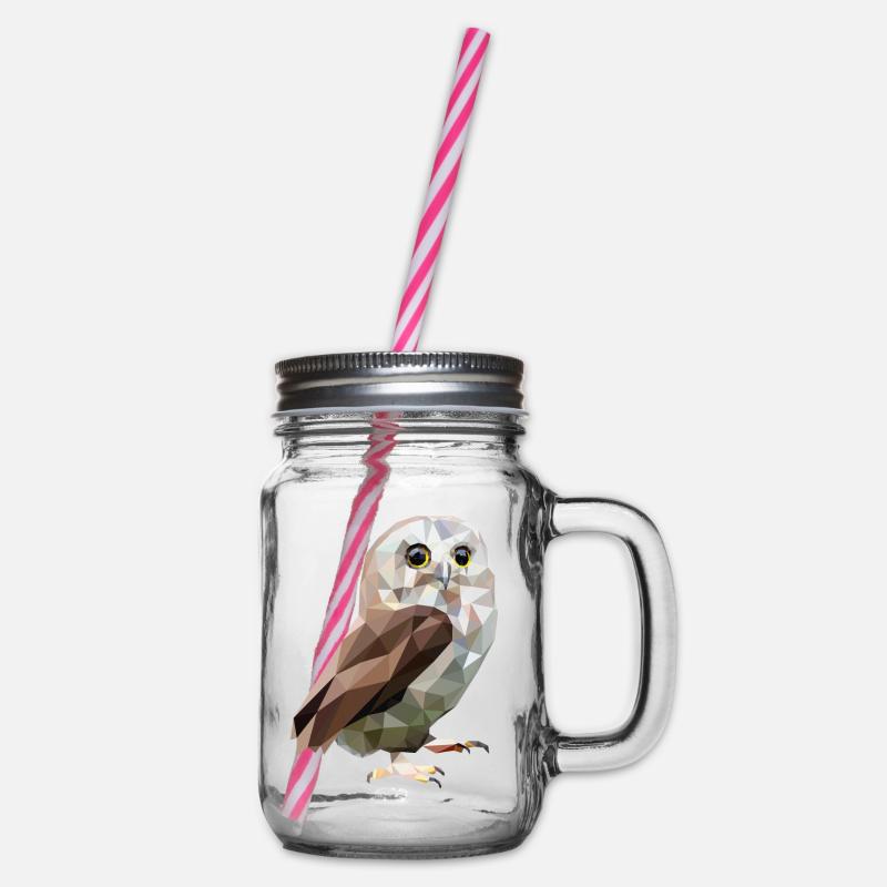 Eule - Henkelglas mit Schraubdeckel - Klar
