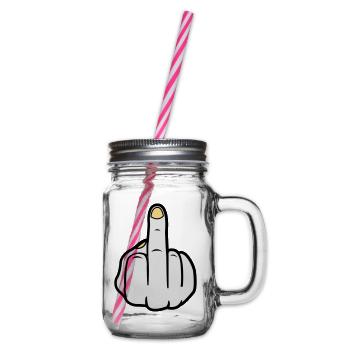 mittelfinger_colors - Henkelglas mit Schraubdeckel - Klar - Rechts