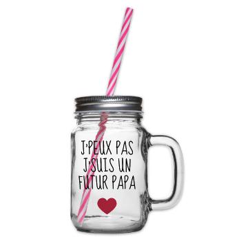 Papa / Fête des pères / Pere / Famille / humour - Bocal à boisson - transparent - Droite