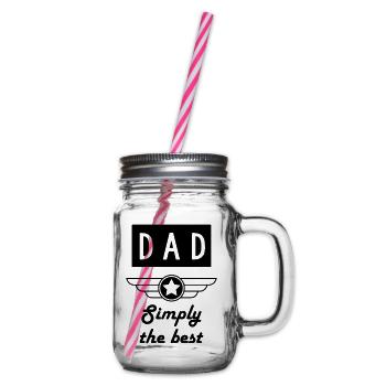 Papa Vati Vater Vatertag Geburtstag Dad Familie - Henkelglas mit Schraubdeckel - Klar - Rechts