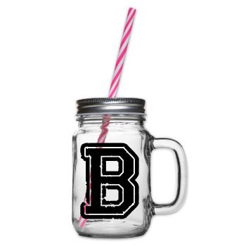 B letter - Glass jar with handle and screw cap - clear - Right