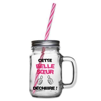 Sister in law Brother Schwester Belle Soeur Frère - Glass jar with handle and screw cap - clear - Right