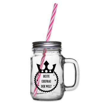Ehe Hochzeit Liebe Paar Ehemann Frau Braut Love - Henkelglas mit Schraubdeckel - Klar - Rechts