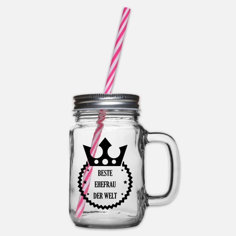 Ehe Hochzeit Liebe Paar Ehemann Frau Braut Love - Henkelglas mit Schraubdeckel - Klar