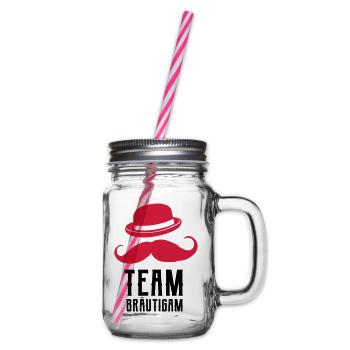 Team Bräutigam, Junggesellenabschied Design - Henkelglas mit Schraubdeckel - Klar - Rechts