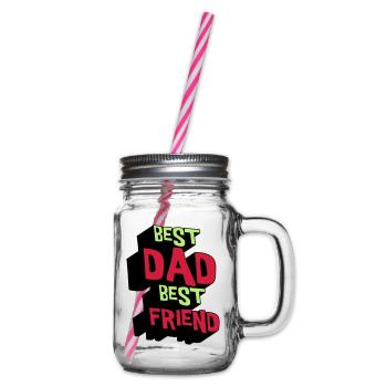 Best dad Best Friend - Glass jar with handle and screw cap - clear - Right