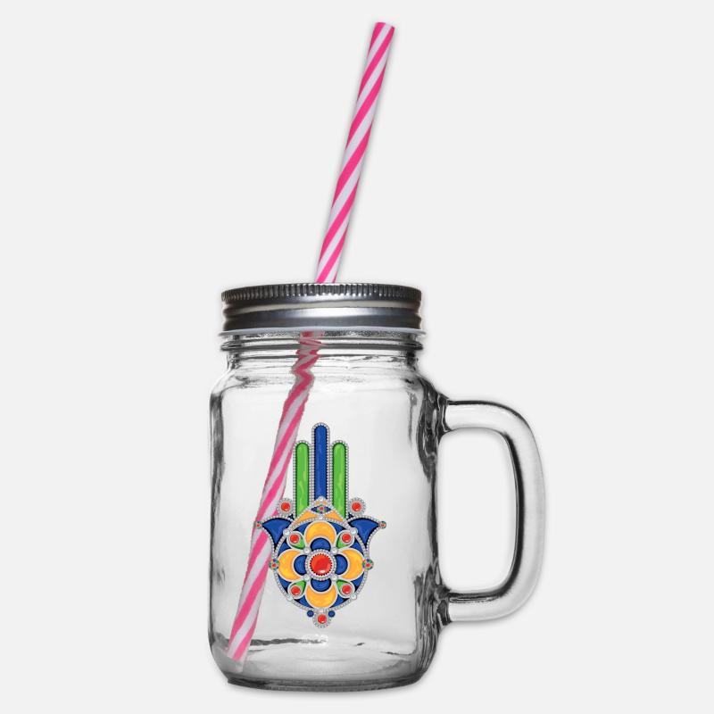 khamssa kabyle schmuck - Henkelglas mit Schraubdeckel - Klar