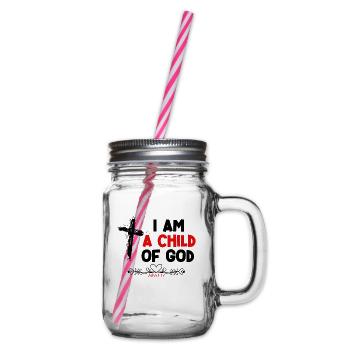 I Am Child of God - Glass jar with handle and screw cap - clear - Right