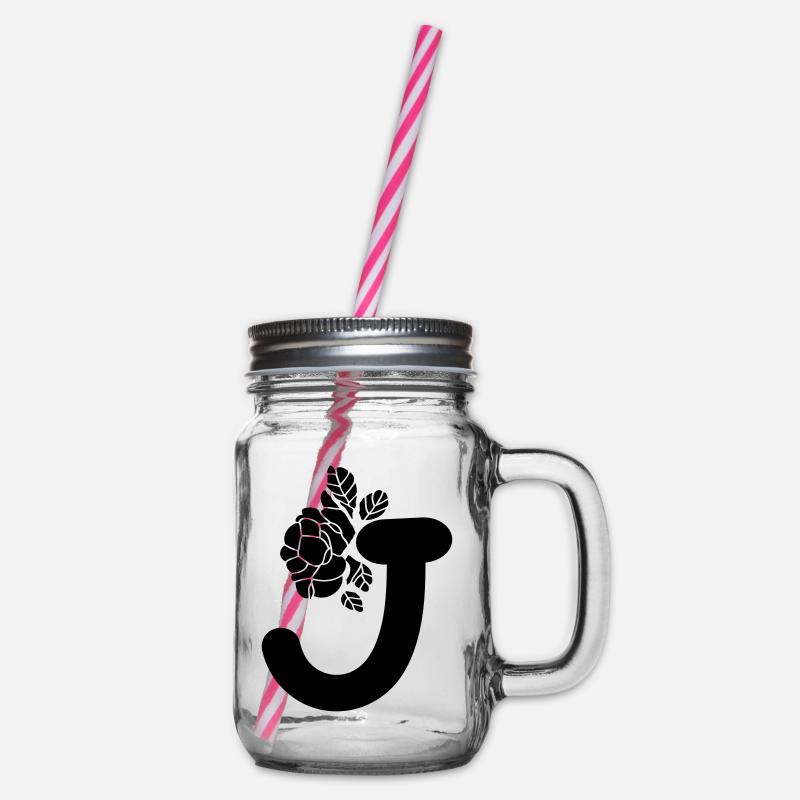 Alphabet Lettre J avec fleur - Bocal à boisson - transparent